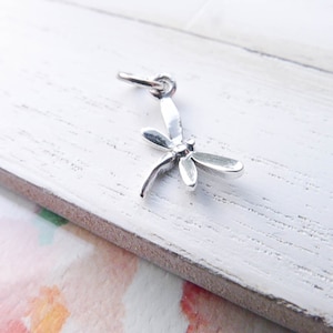 Dragon Fly Charm Dragonfly Pendant Sterling Silver Tiny Insect Charm for Bracelet or Necklaces Firefly (CN1562)