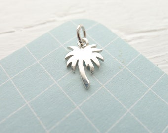 Solid 925 Sterling Silver Palm Trees Charm Pendant 15mm x 9mm Solid 925 Sterling Silver Palm Trees Charm Pendant 15mm x 9mm