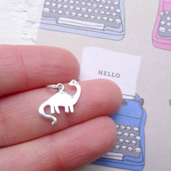 Dinosaur Charm Brontosaurus Pendant Adorable Charming Sterling Silver  Jewelry Making Supplies CNA1529 
