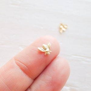 Tiny Gold Bees Soldering Accents in Gold Filled for Jewelry Making Solderable Bumble Bee (SBGF329)