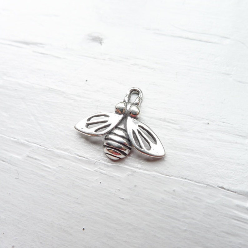Bumble Bee Pendant Honey Bees Charm Sterling Silver Charms image 1