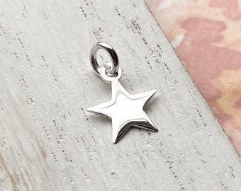 May include: A silver star charm with a loop for attaching to a necklace or bracelet.