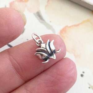 Lotus Charm Sterling Silver Flower Pendant Yoga Ohm Spiritual Jewelry (CR925720)