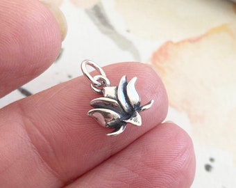Lotus Charm Sterling Silver Flower Pendant Yoga Ohm Spiritual Jewelry (CR925720)