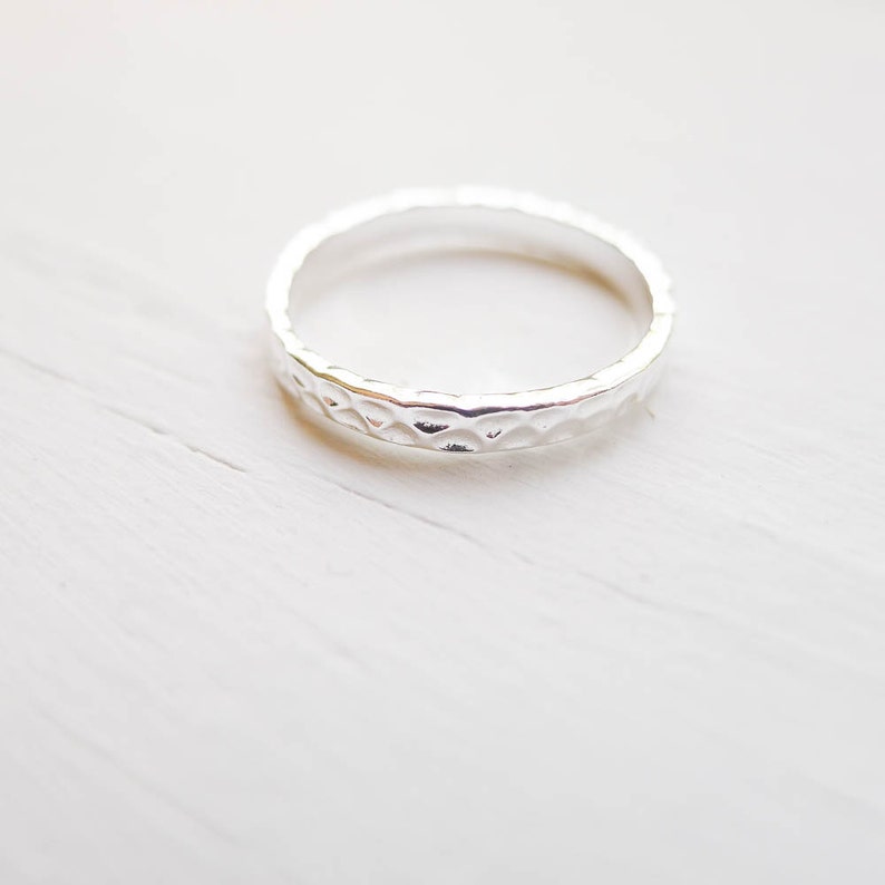 RHSR328 Size 8 Hammered Ring Sterling Silver Band 2.5mm Ring Size Eight Textured