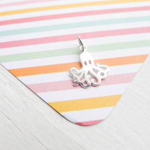 Octopus Charm Sterling Silver Sea Creature Pendant for Necklace or Bracelet (CNA687)