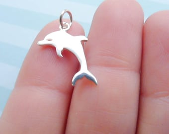 Dolphin Charm Sterling Silver Pendant Ocean Inspired Jewelry (CNA1767)