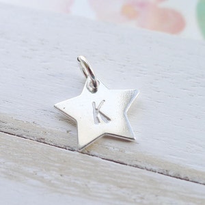 Initial Star Charm Blank Tiny Letter Pendant for Necklace Custom (BHS10041)