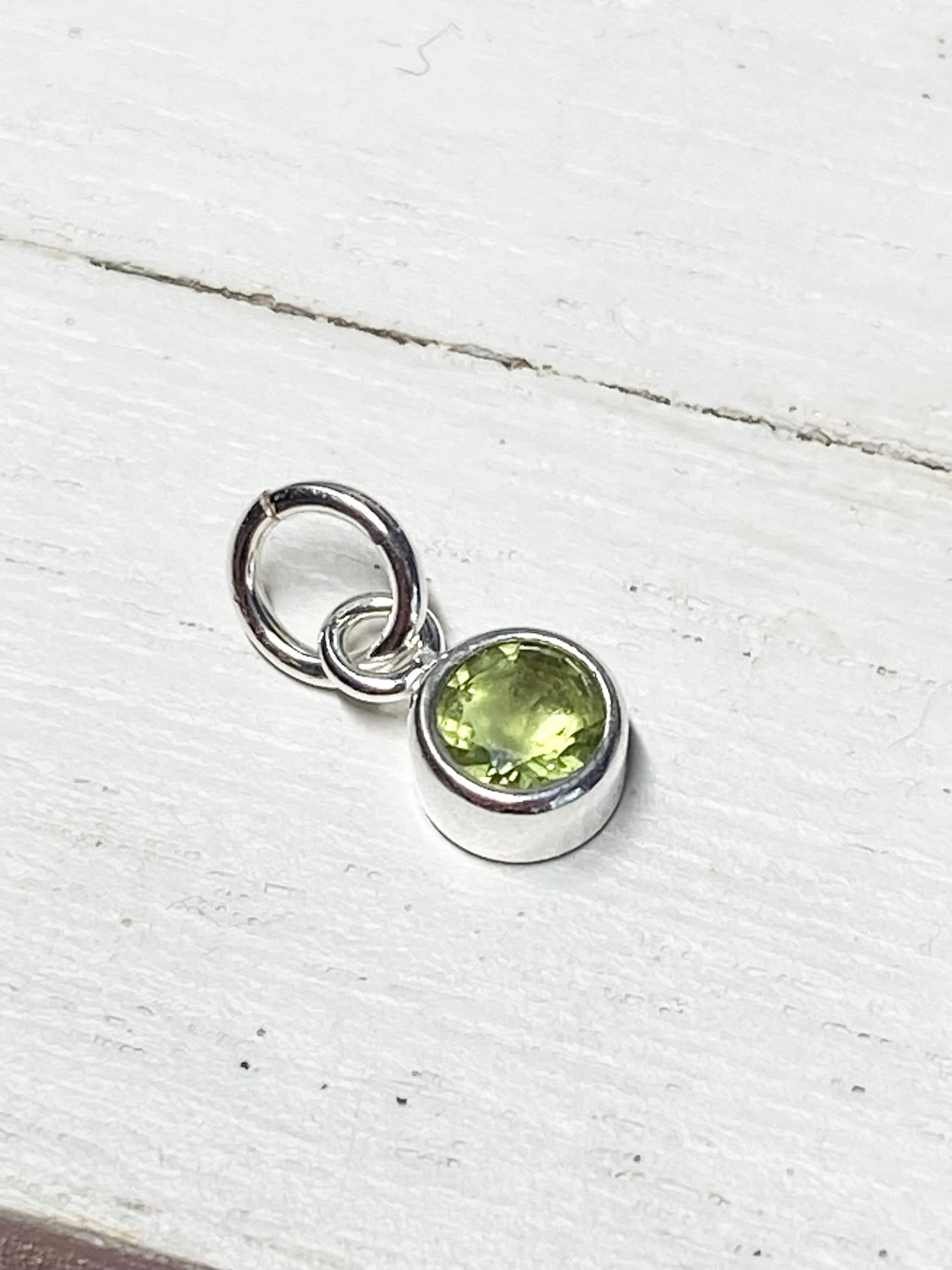 Sterling Silver Double Coin Bead Peridot August Charm Sterling Silver Double Coin Bead Peridot August Charm
