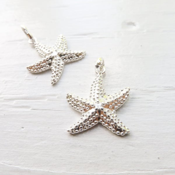 Sterling Silver Star Fish Pendant Starfish Charm (CHS7254)