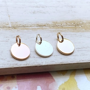 Disc Charms Circle Pendants Sterling Rose Gold Filled  Component For Jewelry