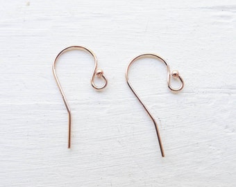 Rose Gold Filled French Hook Earwires with Balls Earring Findings Pair (EHGFR418)