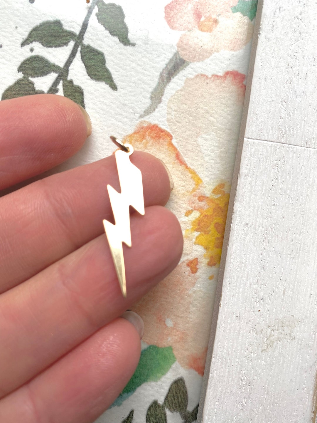 Gold Lightning Bolt Pendant Thunder Bolt Charm Goldfill - Etsy