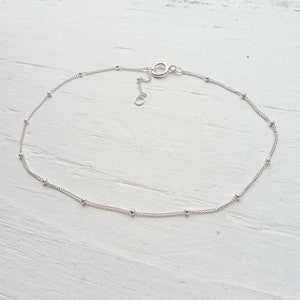 Sterling Silver Anklet Beaded Wish Chain Adjustable Size 9 to 10 inches Dainty Anklets Just add a Charm! (NH2844910)