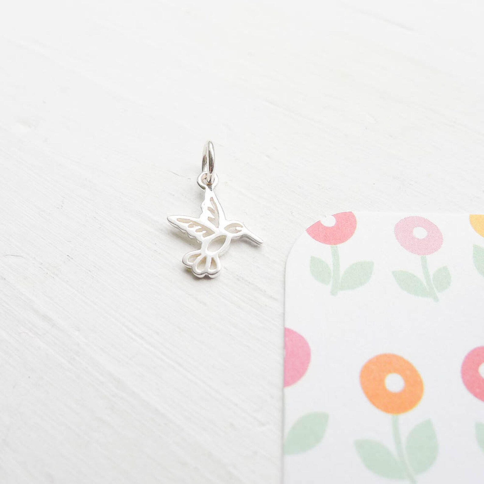 Hummingbird Charm Sterling Silver Humming Bird Pendant for Necklace or ...