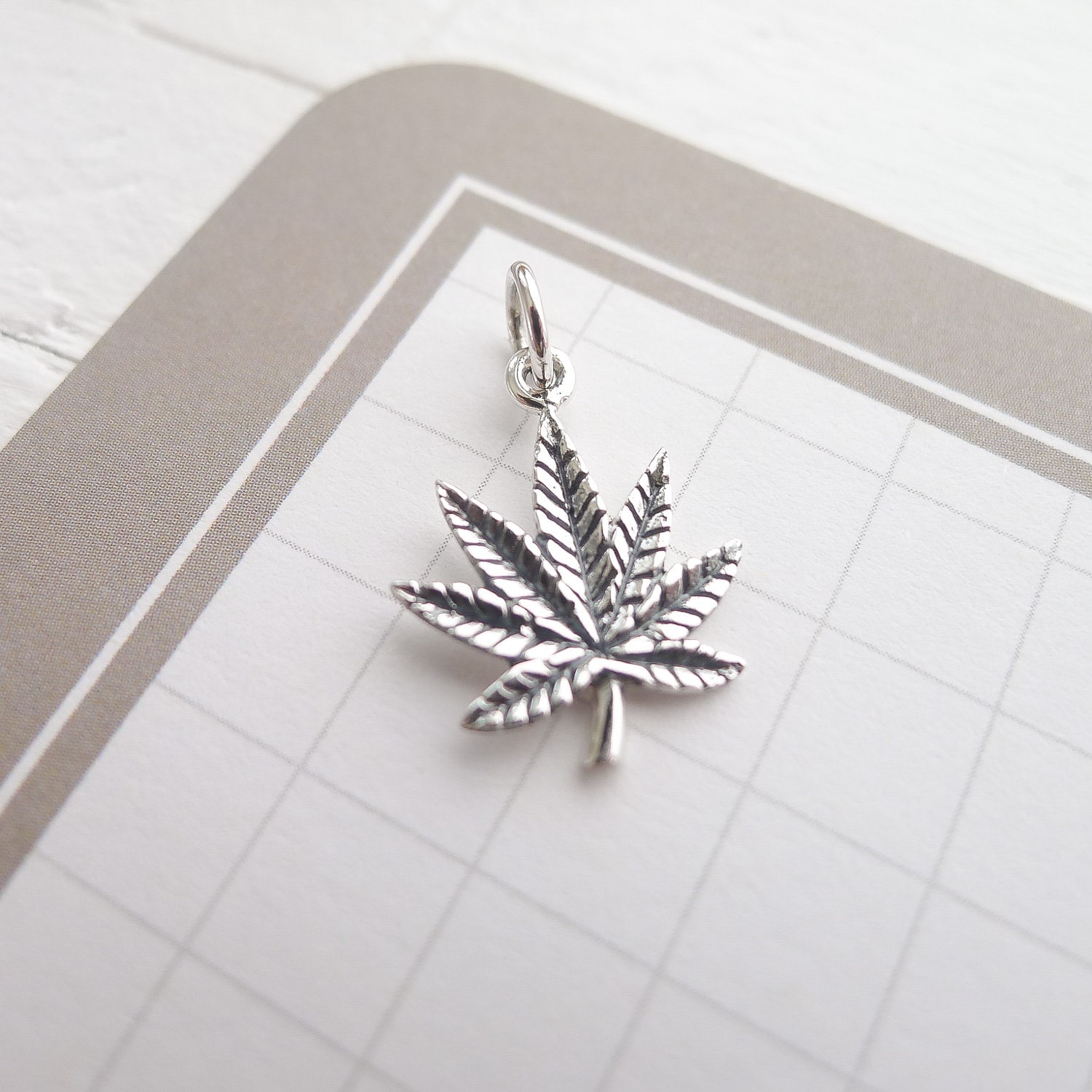 Canna Leaf .925 Sterling Silver Charm Boho Pendant main image 1