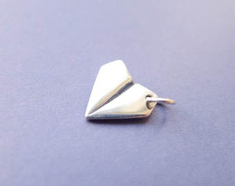 Paper Airplane Charm in Sterling Silver Plane Pendant (CNA1281)
