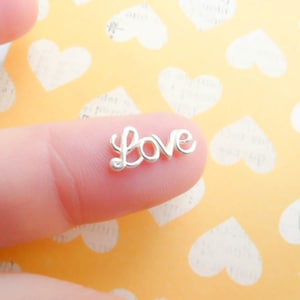 Love Tiny Sterling Silver Solderable Accent or Floating Locket Charm Cursive (RS933498)