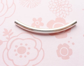 Sterling Silver Curved Tube Jewelry Making Findings Tube Beads (LHS1347)