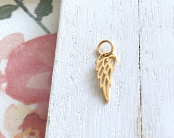 Gold Wing Charm Gorgeous Sterling Silver Angel Charm Vermeil Pendant (LHSNG501D)
