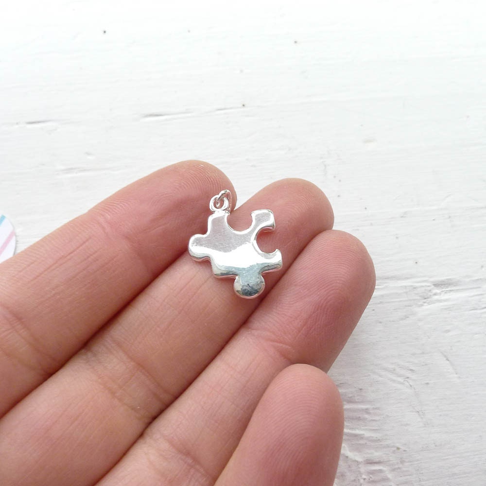 Puzzle Piece Charm Sterling Silver Pendant (CHS4349)