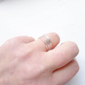 Wispy Thin Stacking Rings Skinny Sterling Silver Wire Ring Size 7 1mm (RHSR457)