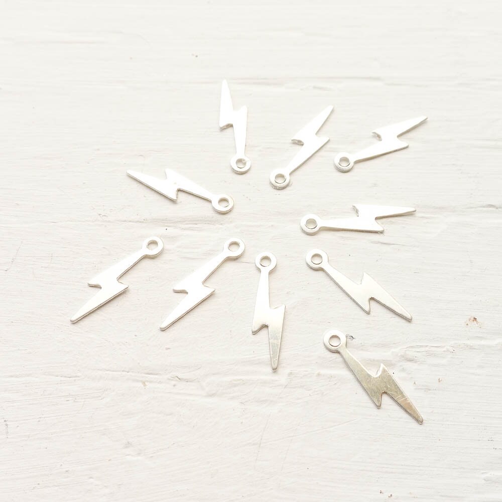 Tiny Silver Lightning Bolt Charms for Jewelry Making Sterling Etsy