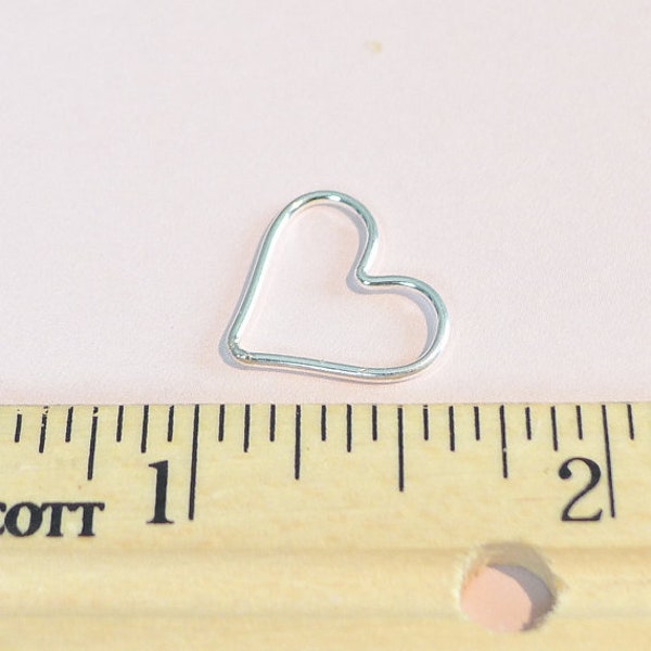 Open Heart Charm Sterling Silver Pendant Wire Hearts (LHS540)