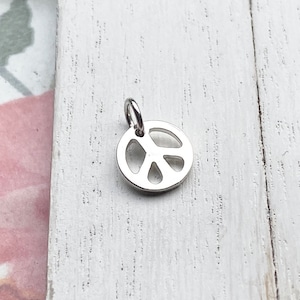 Peace Sign Charm Sterling Silver Symbol Pendant (CNA544)