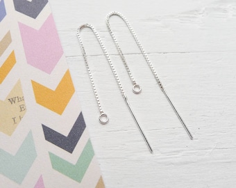 Sterling Silver Thread Earrings Threader Earwires Earring Findings Ear Wires (FHS0636)