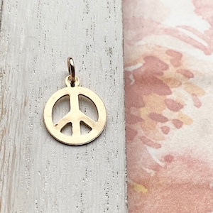 Peace Sign Charm Gold Filled Symbol Pendant Thin Lightweight (CCH2813F)