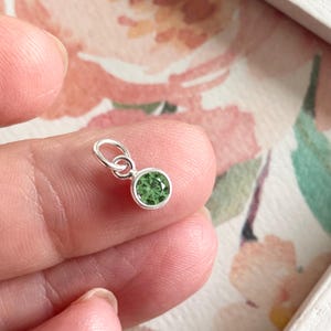 May Birthstone Charm 4mm Emerald CZ Sterling Silver (CHSKB4MAY)