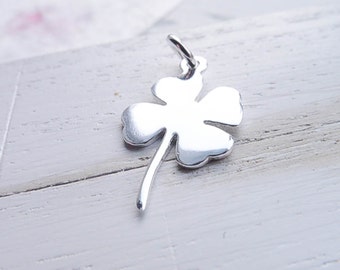 Four Leaf Clover Charm Sterling Silver Lucky St Patricks Day Pendant Luck Irish