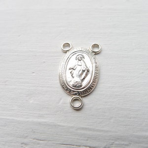 Sterling Silver Rosary Connector Charm Miraculous Medal Center Pendant (LR693984)