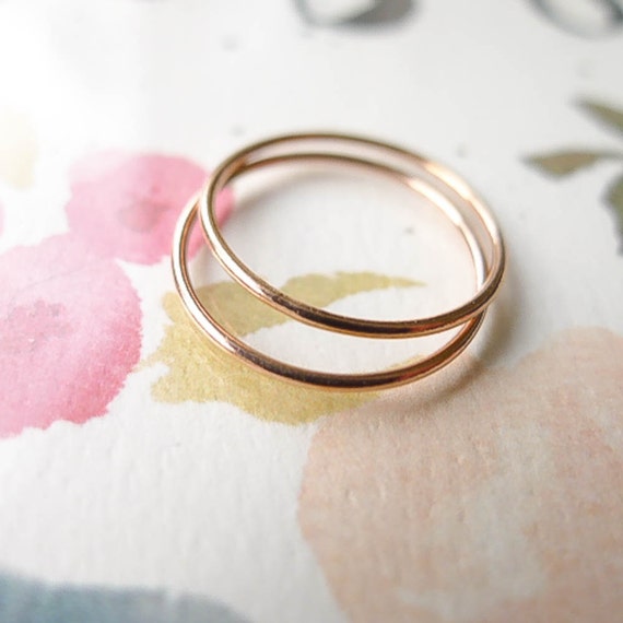 Thin Rose Gold Ring Size 8 Wire 1mm Rings For Ring Stacks and Embellishing Skinny Size Eight Filled (RHGFR458)