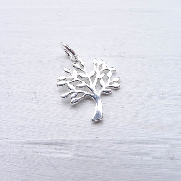 Tree Charm Sterling Silver Pendant for Jewelry Making (CHS7245)