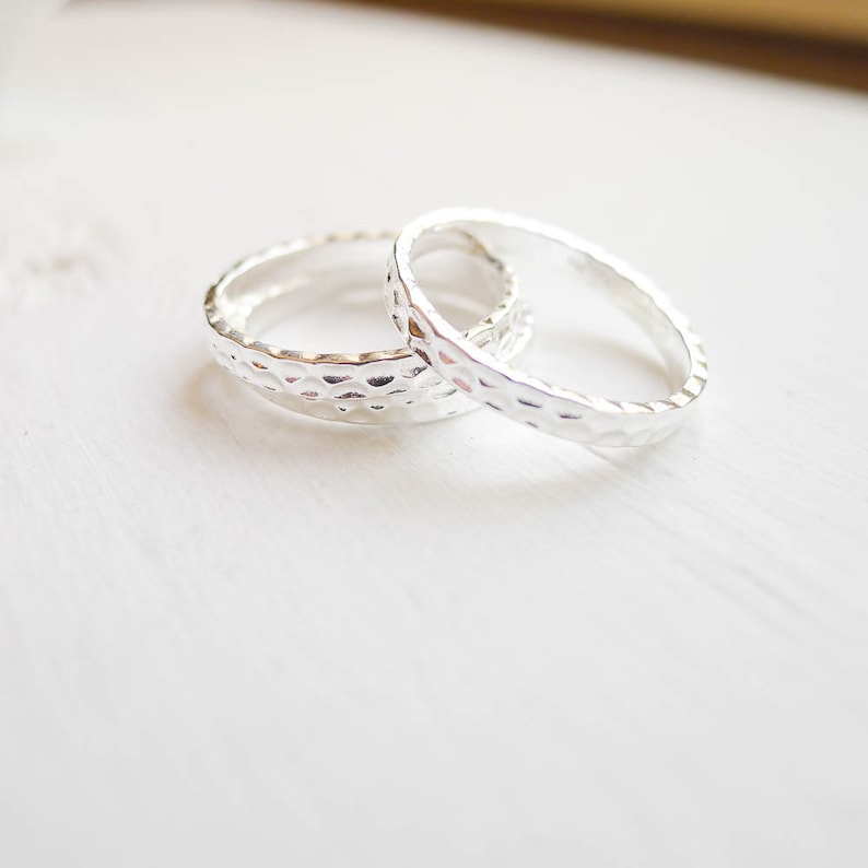 RHSR328 Size 8 Hammered Ring Sterling Silver Band 2.5mm Ring Size Eight Textured