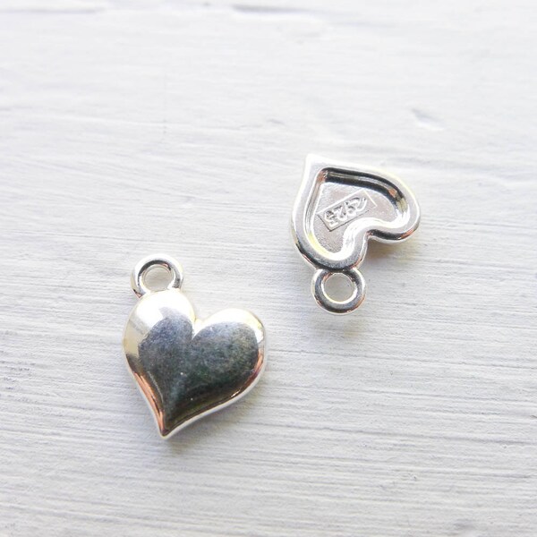 Heart Charm Sterling Silver Heart Pendant for Bracelet Earrings or Necklaces (CR686514)