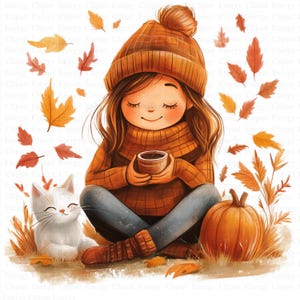 Gemütliche Herbst Clipart | 5 hochwertige JPGs | Digitaler Download | Herbst Trost Kunst | Saisonales Design | Herbstliche Ästhetische Grafiken | Kartenherstellung