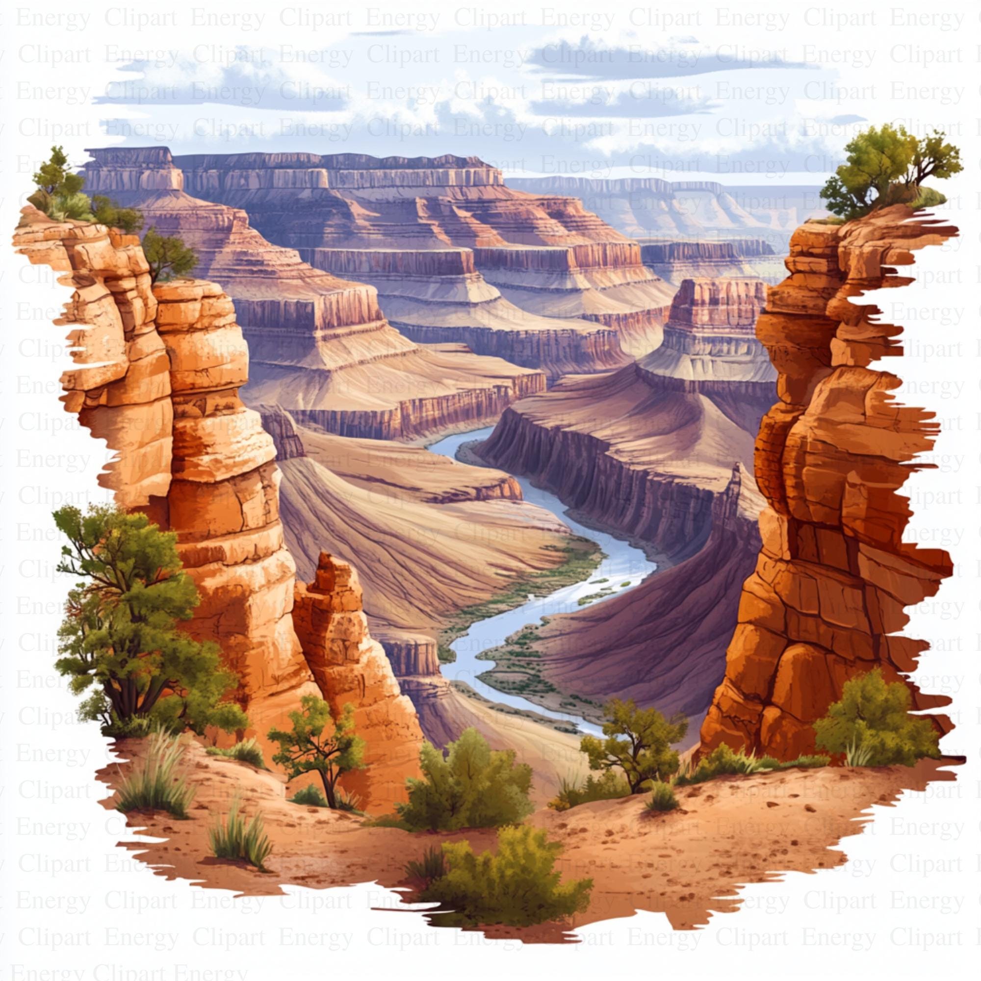 Grand Canyon Landscape Clipart | 5 High Quality Jpgs | Digital Download ...