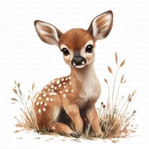 Schattige baby herten clipart | 5 JPG's van hoge kwaliteit | Digitale download | Clipart bos herten | Dierlijke clipart | Clipart herten | Ongewenste tijdschriften