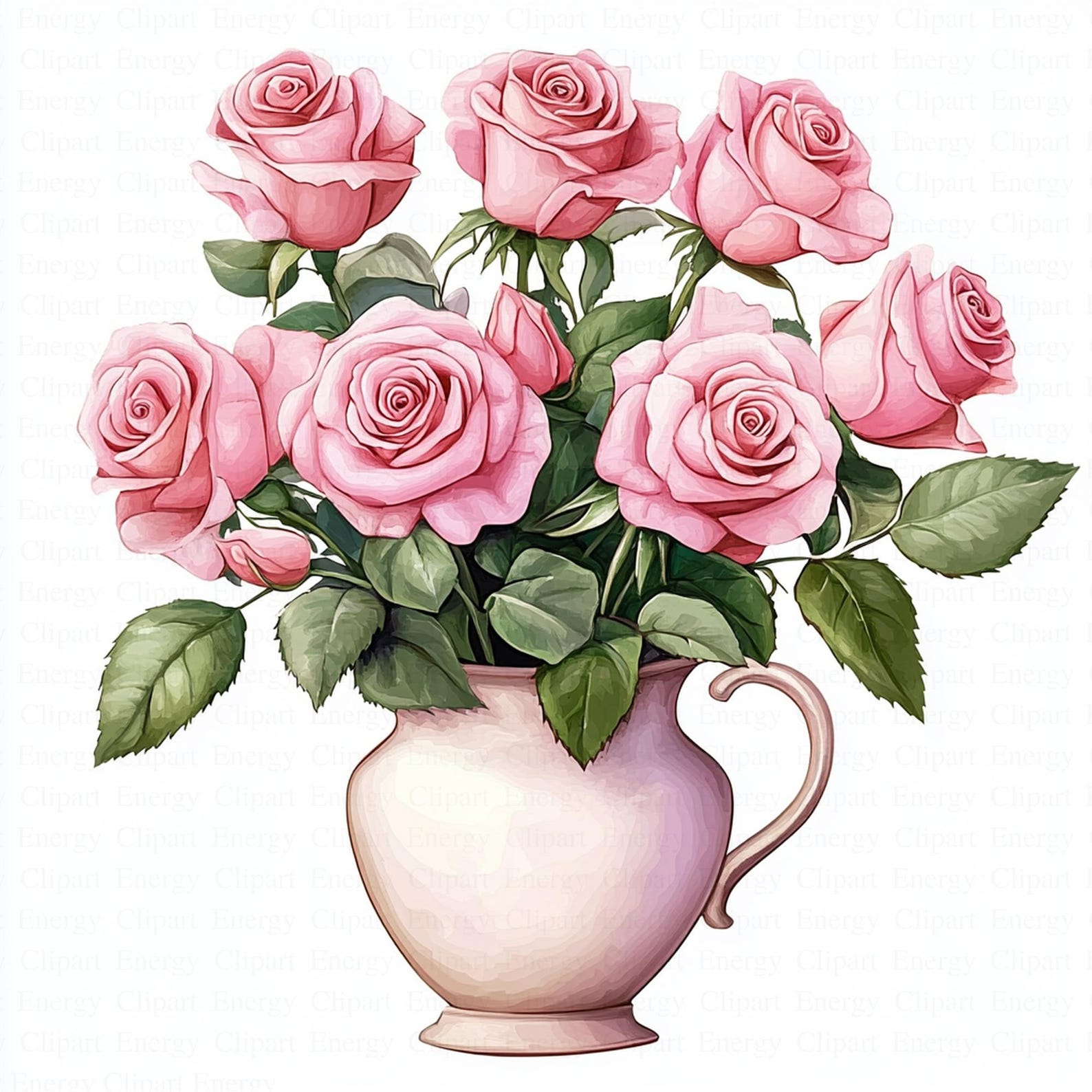 Pink Roses in Pot Clipart | 5 High Quality Jpgs | Digital Download ...