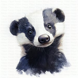 Badger Clipart | 5 High Quality JPG&#39;s | Digital Download | Forest Animal Artwork | Whimsical Wildlife Clipart | Printable Cliparts