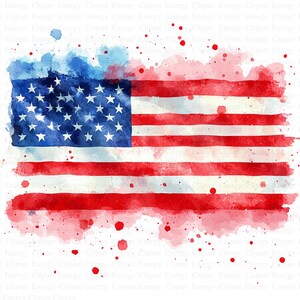 Watercolor American Flag Clipart | 5 High Quality JPGs | Digital Download | Digital Paper Craft | Commercial Use | Card Making, Scrapbooking