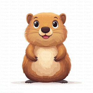 Clipart de marmota / 5 archivos JPG de alta calidad / Descarga digital / Arte de vida silvestre / Gráfico de marmota / Diseño de naturaleza / Técnica mixta