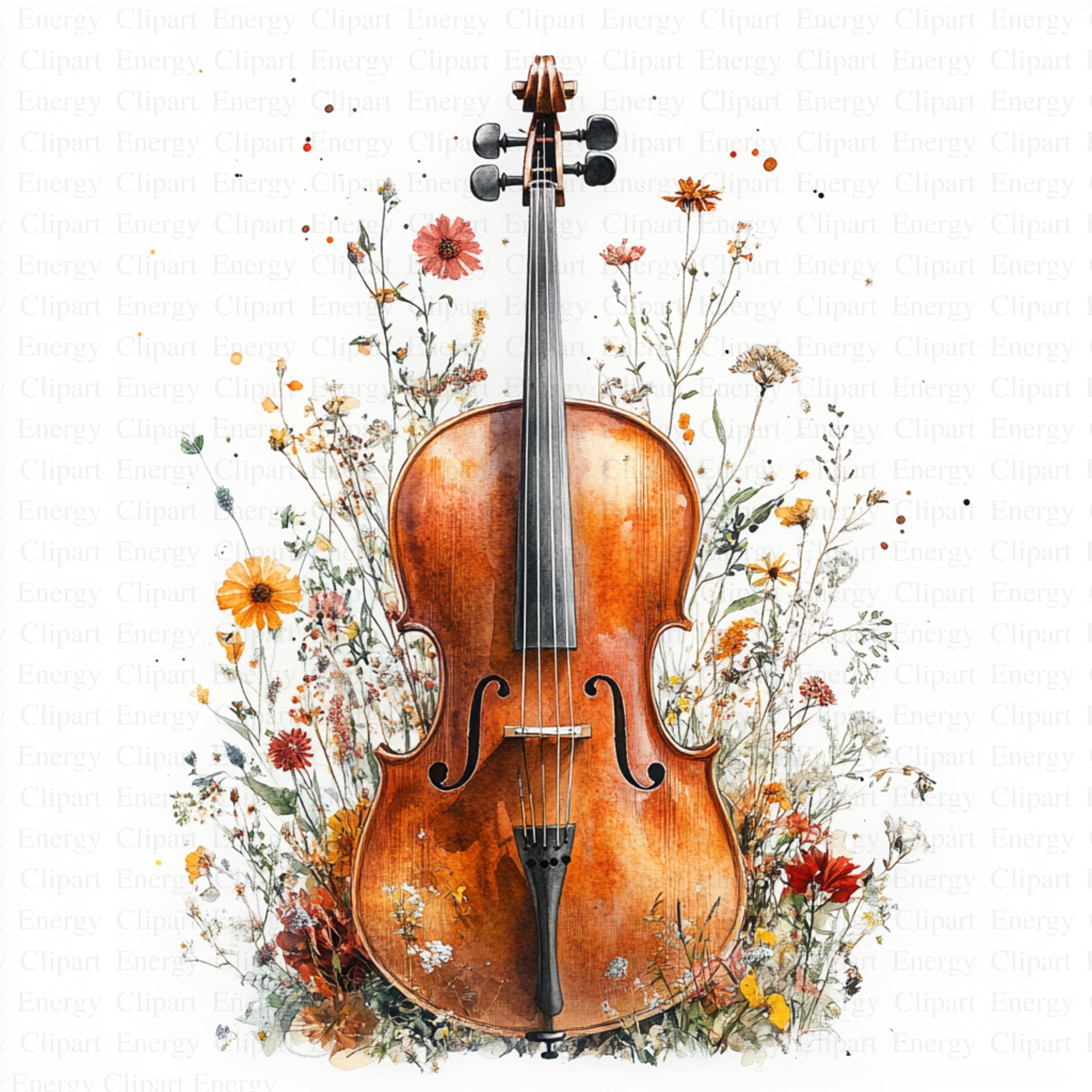 Cello Sketches Clipart | 5 High Quality Jpg's | Digital Download