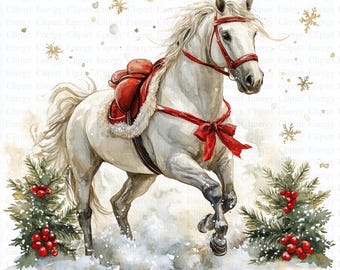 クリスマスの馬のクリップアート | 5 つの高品質 JPG | デジタル ダウンロード | カード作成 | 日記 | クリップアート | メモリー ブック | クリスマス クリップアート