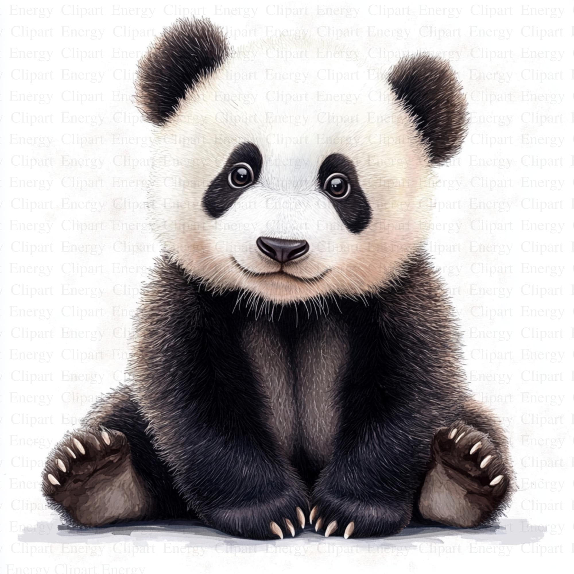 Panda Baby Clipart | 5 High Quality JPGs | Digital Download | Printable Watercolor Clipart | High Resolution | Paper Crafts | Junk Journals