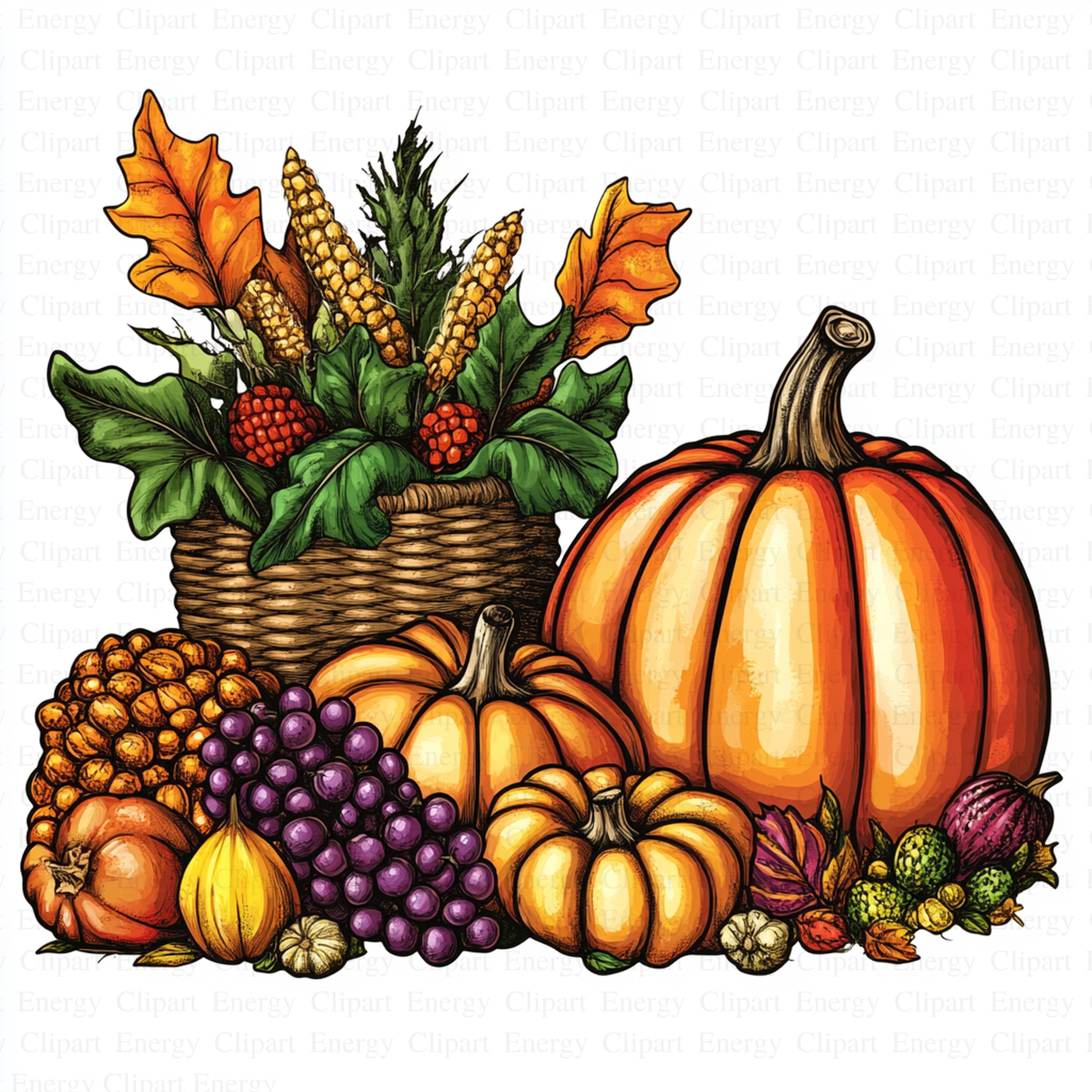 Autumn Harvest Clipart | 5 High Quality Jpg's | Digital Download | Fall ...
