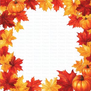 Autumn Border Clipart | 5 High Quality JPG's | Digital Download | Fall Leaves Border | Seasonal Nature Design | Autumn | Watercolor Clipart